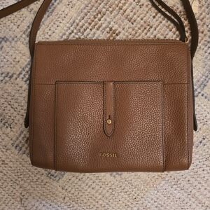 Fossil Tan Leather Shoulder Bag